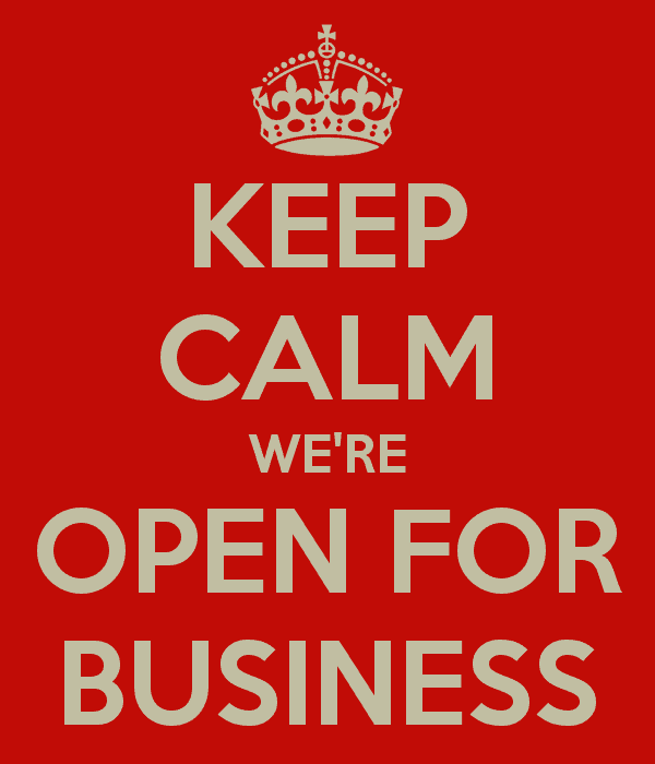 Open for business